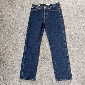 LEVI'S BIG E WEDGIE STRAIGHT LEG JEANS - DARK WASH BLUE  -EUC -  SIZE W26 L28